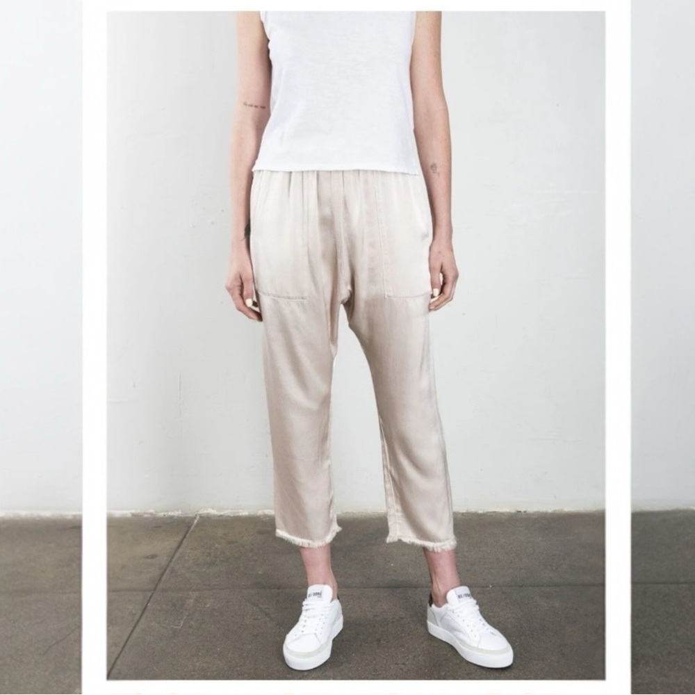 Pharaoh Satin Pants Drop Crotch Neutral Beige XS Minimalist
